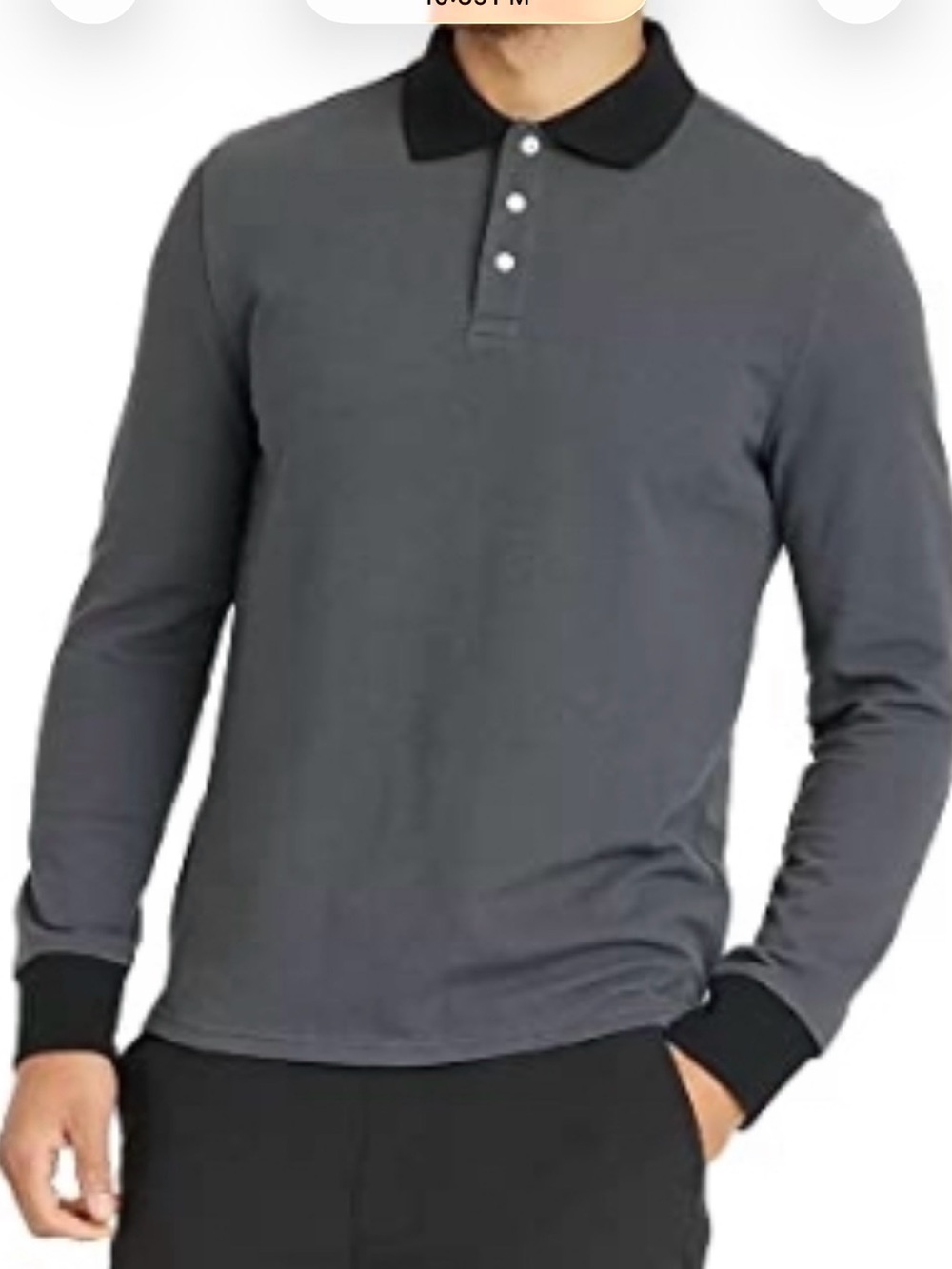 Goodfellow Men's Long Sleeve Grey Polo Shirt